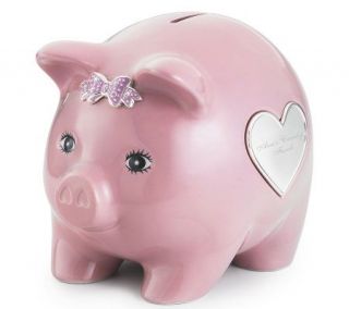 Things Remembered Pink Ceramic Piggy Bank —