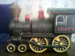1960s McCoy Pottery Train Engine Shaped Collectible Cookie Jar