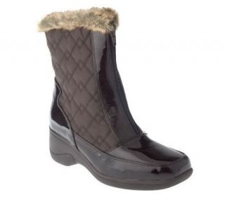 White Mountain Quilted and Patent Ankle Boots w/ Faux Fur Lining
