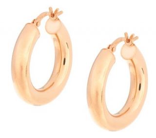 18K Rose Gold Plated Sterling 1 Polished Hoop Earrings —