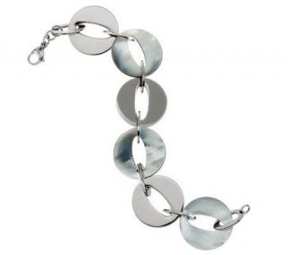 Honora 7 1/4 Reversible Mother of Pearl Stainless Steel Link Bracelet 
