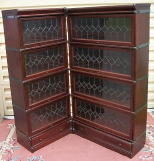 mahogany corner stacking bookcase four sections tall