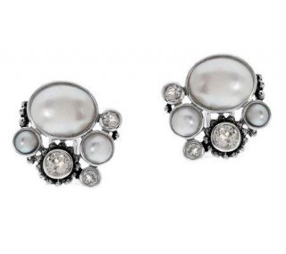 Echo of the Dreamer Pearl Cluster Sterling Earrings —