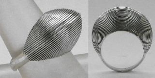 Funky Wide Ribbed Sterling Silver Contemporary Ring