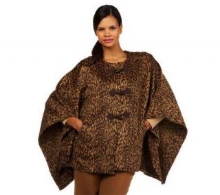 Isaac Mizrahi Live! Leopard Blanket Coat with Toggles   A225646