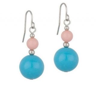 As IsLeeSands Round Gemstone and Coral Earr ings —