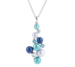 Honora Sterling Cultured Pearl and Gemstone Pendant w/Chain — 