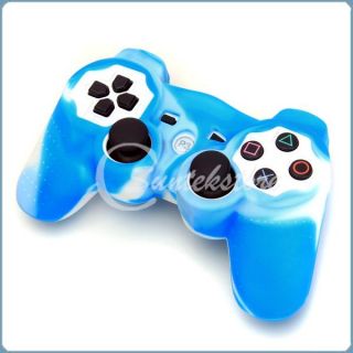  Protective Skin Case Cover for Sony PS2 PS3 Controller Blue White