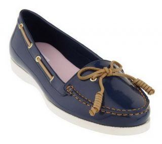 Isaac Mizrahi Live Patent Tie Detail Slip on Boat Shoes —