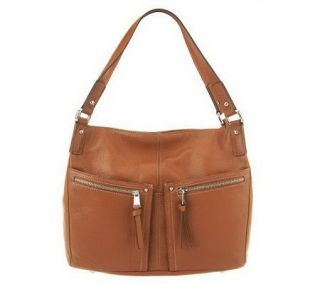 Tignanello Pebble Leather Tote with Front Zip Pockets —