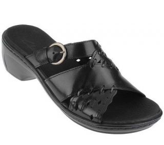 Clarks Woven Leather Adjustable Wedge Heel Sandals —
