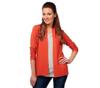 Susan Graver Open Front Cardigan Sweater with Ruched Sleeves