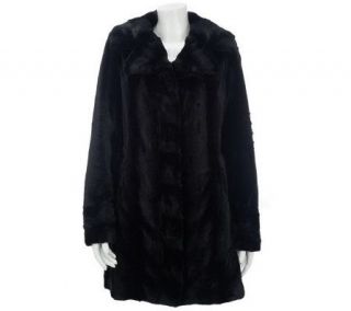 Dennis Basso Brushed Pelted Faux Fur Notch Collar Coat   A229748