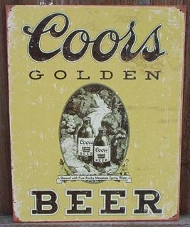 Vintage Coors Golden Beer Ad Sign Lager Pilsner Bar Tin
