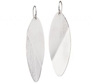 Artisan Crafted Sterling Hammered and Polished Oval Drop Earrings 
