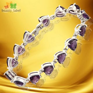 Fashion Lady Jewelry Purple Amethyst White Gold GP Tennis Bracelet
