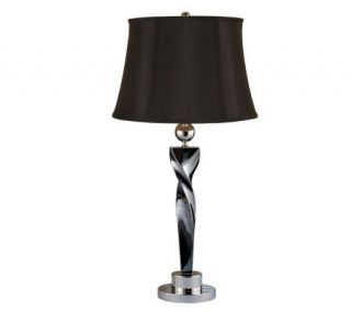 Twisted Chrome Table Lamp w/ Black Shade —
