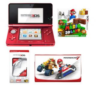 Nintendo 3DS Red System with Super Mario 3D & Accessories —