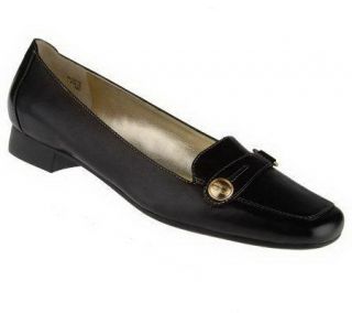 Bill Blass Leather Square Toe Loafers with Hardware Detail —