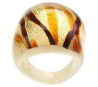 Bold Oval Murano Glass Ring w/ Colored Splatter Design   J261551