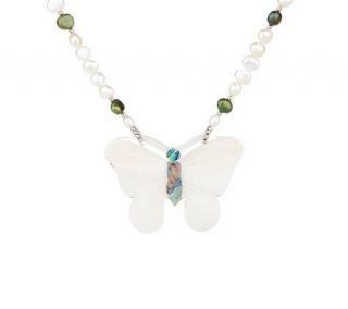 Lee Sands Mother of Pearl Butterfly 18 Adjustable Necklace —