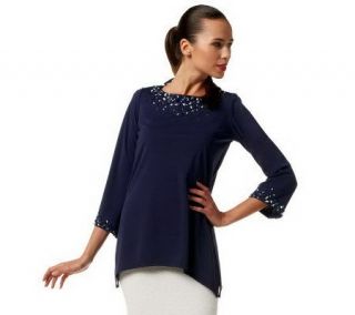Mark of Style by Mark Zunino Embellished Tunic with Uneven Hem