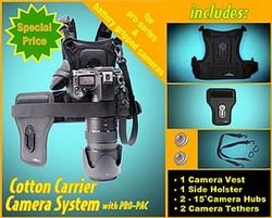 COTTON CARRIER PRO SLR VEST + HOLSTER SYSTEM FOR 2 CAMERAS NIKON CANON