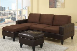 Sectional Sofa in Microfiber and Leather w Free Ottoman Sectional