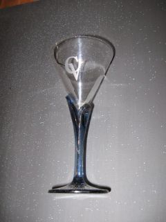 Courvoisier Cognac Stemware Engraved Blue Glass