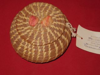 Vintage American Indian Basket with Lid Coushatta Indians