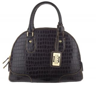 Maxx New York Croco Embossed Leather Dome Bag with Stud Detail