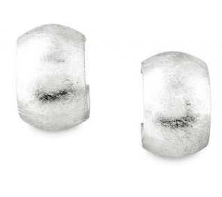 Sterling Silver Huggie Hoop Textured Earrings —