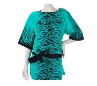 Bob Mackies Congo Print Boat Neck Tunic with Removable Belt