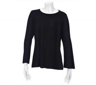Susan Graver Stretch Knit Top with Pintuck Sleeve —