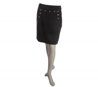 Perfect by Carson Kressley Wool/Cashmere Skirt with Button Detail 