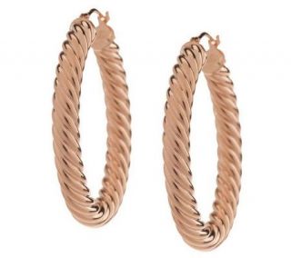 VicenzaGold 1 1/2 Textured Oval Hoop Earrings 14K Gold —