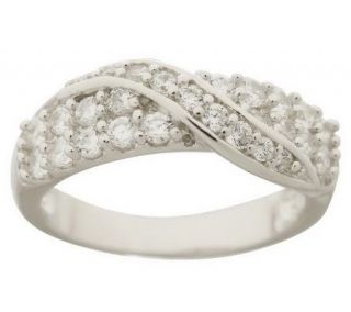 Diamonique 2/3 ct tw Cross Over Band Ring, Sterling —