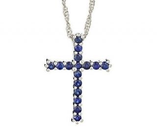 Sterling 0.60 cttw Sapphire Cross Pendant with18 Chain —