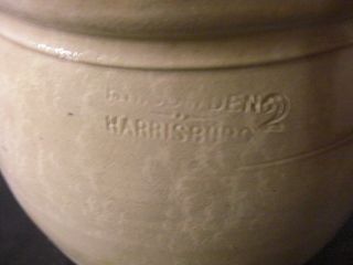 Antique F H Cowden Harrisburg Pa 2 Handled Crock