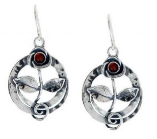 Or Paz Sterling Gemstone Floral Design Dangle Earrings   J269158