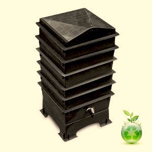 Bin Compost Worm Bin for Red Worms or Night Crawlers Blk Grn