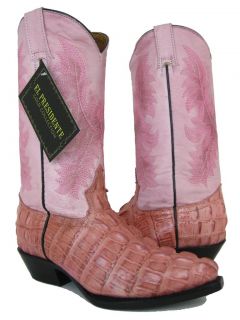  Pink Crocodile Alligator Tail Leather Cowboy Boots Snip Toe