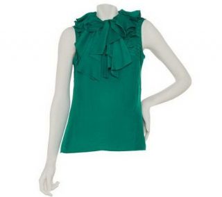 GF by Geren Ford Ruffle Top with Pleated Yoke —