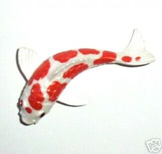 Swarovski Crystal Jewel Eyes Orange White Koi 3D Fish Fridge Magnet