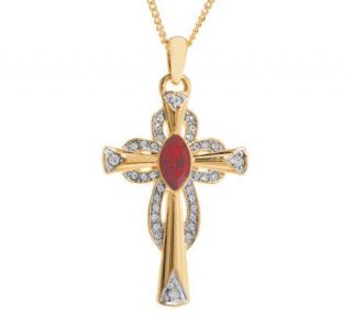 Jacqueline Kennedy Simulated Ruby Celtic Cross Necklace   J272661