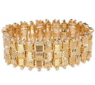Melania Basket Weave Design Crystal Stretch Bracelet —