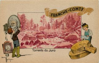 Marechaux Artist Signed France Province Franche Comte Vintage Postcard