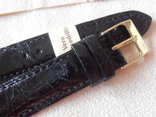  Black Genuine Crocodile 18mm Watch Strap Band Correa Bracelet