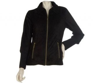 Linea by Louis DellOlio Suede Jacket w/Rib Knit Back Panels & Cuffs 