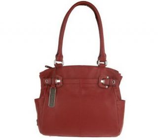 Tignanello Pebble Leather North/South Tote with Buckle Detail